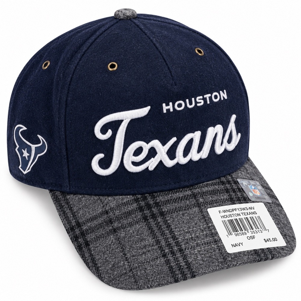 Houston Texans '47 Windproof Wool Hat Navy Plaid Snapback NFL Adjustable NWT